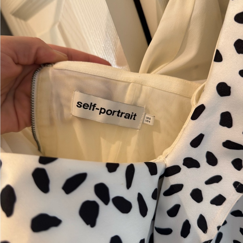 Self-Portrait One Shoulder Dress in Black and White